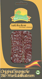 Saucisson Espagnol Bio En Tranches 100gr - viandes et oeufs la production de produits écologiques de haute qualité. le bien-etre du consommateur fait partie de notre philosophie. la ferme bio produit une grande variété de produits a base de viande de porc,  à partir de viande fraîche à la viande salée. to