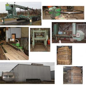  Matériel De Scierie D'occasion, Planches De Bois - Industrie exploitation vendons matériels de scierie d'occasion - grue bardet 14 tonnes de 1991 refaite en 2001,  affûteuse alligator,  clavis + lames,  scie et empileur,  et séchoir 33m x 7m x 6m (haut)--3 cellules 35 60 100--200m3 de bois--alimentation gaz-- .--a vendre planches de chene et merisier 2m x 