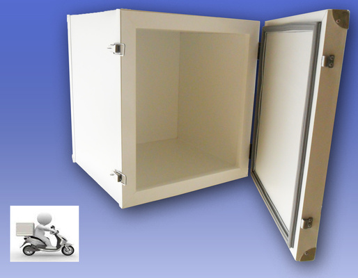 Caisson isotherme spécial 2 roues - matériels machines transport de produits alimentaires ou médicaux ; chauds ou froids--disponible en compartiment simple,  double ou type glacière----pour les 2 roues,  scooters,  motos... nous avons développé un nouveau modèle de caisse isotherme pour le transport sous températur