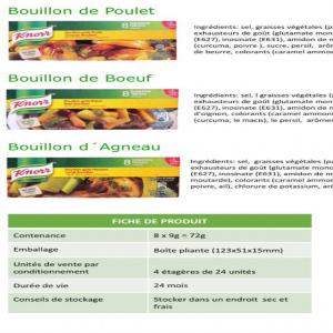  Bouillon D'agneau Bœuf, Poulet - viandes et oeufs possibilit&eacute; de vendre &agrave; la palette.--paiement cash,  virement .--- 0, 30 centimes bo&icirc;tes de 8 cubes--- dlc / mai 2018--- palette- knor----- 100000--