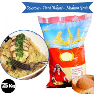  Couscous Au Blé Grain Médium 25kg - céréales - découvrir l'histoire et la gloire du plat le plus populaire d'afrique du nord,  plat très apprécié dans le monde,  à savoir - le  couscous----- notre  couscous est considéré comme l’ambassadeur de la cuisine nord-africaine et le représentant de