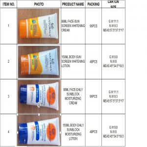  Cosmétiques (protection Solaire Visage Et Corps) - hygiene entretien bonjour.--nous proposons produits cosmétiques,  tarif très attractif.--quantité minimum 10 000 pcs,  nous pouvons créer votre propre logo sur les emballages.--crème de protection solaire visage et corps spf 30.--composition des crèmes ---ingredients	% by weigh