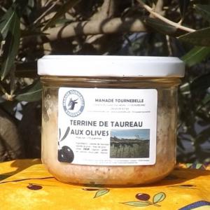  Terrine De Taureau Raço Di Bioù Aux Olives - viandes et oeufs poids net - 170 gr. ingrédients - viande de taureau raço di bioù,  viande de porc,  foie de porc,  olives,  œuf,  oignon,  gelée,  sel,  poivre,  muscade,  épices.