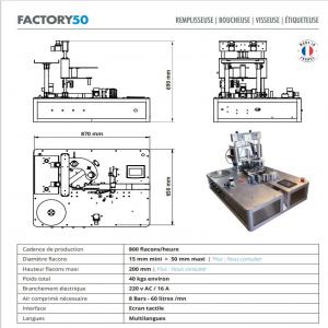  Conditionneuse Compacte Et Puissante - matériels machines la factory50 est la plus petite conditionneuse du marché. elle permet de remplir,  de --boucher et d’étiqueter des flacons de 5 à 500 ml.--sa pompe doseuse péristaltique vous garantit une grande précision de remplissage et --vous permet de changer de produit en quel