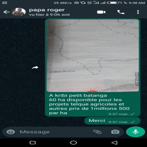  Recherche Investisseurs - Investissement capitaux s-60 ha de terrains disponible dans la ville balnéaire de  kribi village petit batanga --le site est bien  pour les projets telques agriculture et autres projets prix de 1millions 500 par ha