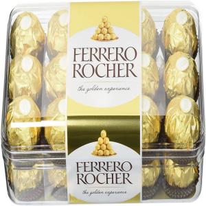  Ferrero Rocher T30 375g - produits sucrés chocolat au lait 30% (sucre beurre de cacao p&acirc;te de cacao lait &eacute;cr&eacute;m&eacute; en poudre beurre concentr&eacute; &eacute;mulsifiants l&eacute;cithines ýsoja~ vanilline) noisettes 28 5% sucre huile de palme farine de froment lactoserumen poudre cacao maigre &eacute;mul