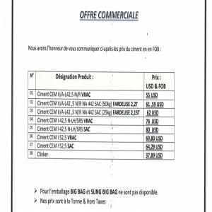  Ciment Vrac/ Big Bag/ Sac. - ciment nous sommes une entreprise situé a algerie avec une capacité de fournir 1 millions de tonnes par an on dispose actuellement de cinq types de ciment cem ll 42.5 /cem l 42.5 sr 5 /cem l 42.5 r/ cem i 52.5 n ces produits sont tous certifié marquage ce de haute qualité avec d