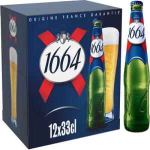 1664 33cl Canette - boisson alcoolisée  nous vendons en r&eacute;gion parisienne un conteneur/un camion de biere 1664 en 12 pcs de 33cl par carton quantite disponible 1 conteneur / 1 camion marque 1664 en 33cl en verre 12 pcs par carton