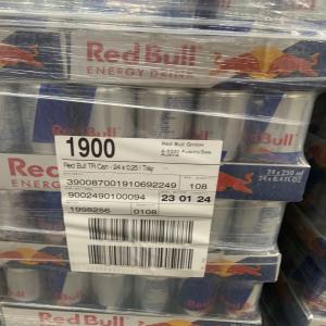  Redbull 25cl - boissons non alcolisée nous disposons en stock de 24 palettes de redbull 25cl d origine autrichienne conditionn&eacute; &agrave; 2592 canettes par palette 108 cartons par palette dlc - 24.11.2023 --prix- 0, 33  --livraison et enl&egrave;vement possible --commande minimale une palette 