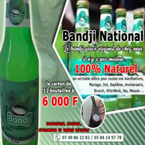  Bandji Original 100% Bio Embouteille - boisson alcoolisée bandji original 100% bio,  extrait et embouteillé dans de meilleures conditions hygiéniques. un gout onctueux,  agréable,  irrésistible à servir bien frais.--carton de 12 bouteille stock de 500 cartons--