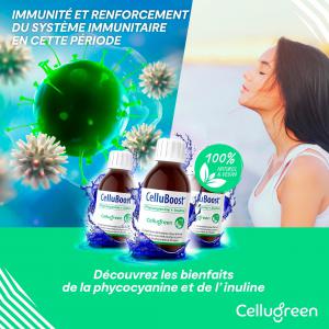  Compléments Alimentaires - autres celluboost 250 ml 44.90  extrait de spiruline fraiche concentré en phycocyanine extraite à froid 100% biodisponible grâce à l association d inuline. d&eacute;toxifiante immunité energies purifiante antistress oxydatif bien être anti âge qualit