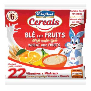 Céréale Infantile Blé Lait Fruits 50g - céréales vitameal baby céréales est une des seules préparations lactées à apporter de vraies réponses nutritionnelles à votre bébé grâce à ses 22 vitamines & minéraux ajoutés,  avec un assortiment sans gluten.--un savour