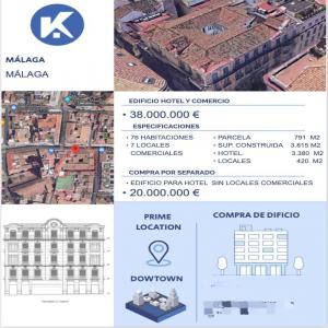  Malaga Hôtel - mine terrain concession vente de b&acirc;timent h&ocirc;telier a malaga tr&egrave;s bon projet d investissement contact s&eacute;rieux uniquement d autre projet en portefeuille.