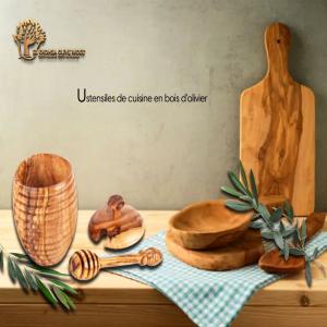  Ustensiles De Cuisine En Bois D'olivier - autres ustensiles de cuisine d'artisanat,  fabriqu&eacute;s &agrave; partir du bois d'olivier naturel et &eacute;cologique,  connu pour sa solidit&eacute; et sa durabilit&eacute;,  elles apportent une touche naturelle et authentique &agrave; votre cuisine.--
