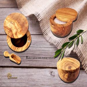  Boite Sel En Bois D'olivier - autres génial boite à sel en bois d'olivier naturel.--convient parfaitement pour une conservation idéale du sel,  poivre,  les épices,  les herbes... --ouverture coulissante et aimantée.--