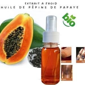  Huile De Pépins De Papaye Vierge - huiles huile de papaye press&eacute; &agrave; froid ----huile naturelle extraite &agrave; partir des p&eacute;pins ---sans m&eacute;lange et pure---odeur naturel ---contient de la papaïne, les acides ol&eacute;iques,  palmitiques et st&eacute;ariques ainsi que des vitamines nutritrionnelles e, c, b vous garant