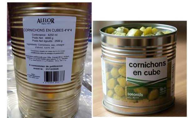  Cornichons En Cube Boîte De Kg - conserve semi conserve cornichons en cube - boîte de 4 kg - 168 boîtes par palette. 30 palettes disponibles,  soit 5040 pièces. minimum de commande 6 palettes - --dlc - 31 décembre 2026