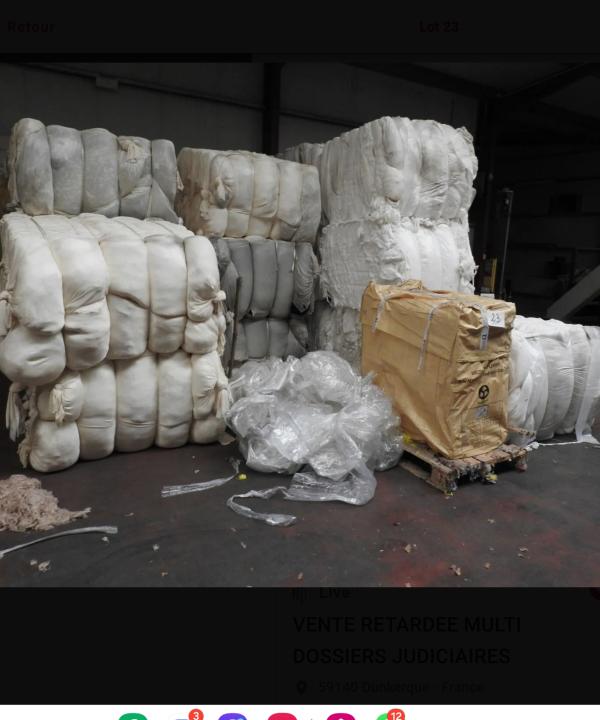 33 Balles De Fibre Peigneux Vendre - autres bonjour, ----je vends 33 balles de peigneux (fibre textile recyclée) disponibles immédiatement.--⚖ poids estimé - environ 6 à 7 tonnes-- prix - 1 €/kg,  --  france--⚠ urgence - la marchandise doit impérativement etre enlevée avant le 2 juillet 2025.