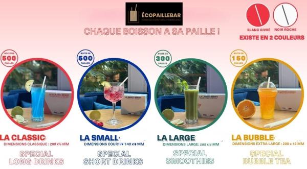  Paille Francaise 100% Bio Et Écologique - publicité-nouveaux produits nous sommes heureux de vous présenter nos nouvelles paille en fibres végétales 100% françaises et 100% biodégradable et écologique.--nous avons 4 modèles nouvelles pailles la classic, la small. la smoothie et la bubble tea. 2 couleurs blanches aspect g
