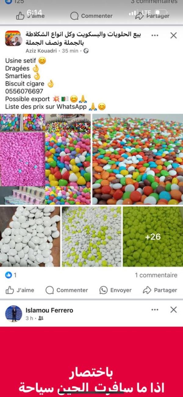  Dragées Algérie 3  Le Kg Fob - produits sucrés nous exportons les drag&eacute;es chocolat cacahu&egrave;tes amandes emballage 1 kg ou 4 kgs smarties aussi lettre d interntion d achat obligatoire 