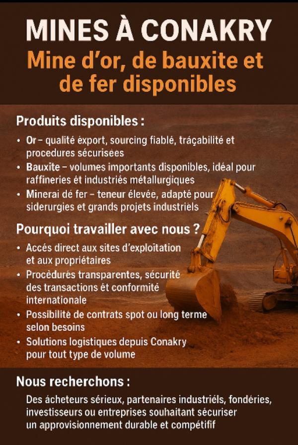  Mine Vendre Conakry - mine terrain concession mines &agrave; conakry nous mettons &agrave; disposition des opportunit&eacute;s directes d’achat de minerais en provenance de conakry guin&eacute;e l’un des hubs miniers les plus strat&eacute;giques d’afrique de l’ouest. produits disponibles or – qualit&eacute; export sourcing fiable 