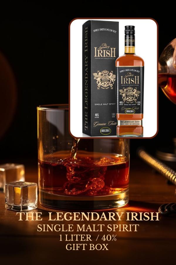  The Legendary Irish - boisson alcoolisée lot d'une palette de the legendary irish (single malt spirit) 456 bouteilles avec coffret cadeau 1l 40% prix exw = 1780€