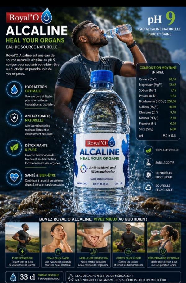  Eau Alcaline - autres royal’o alcaline est une eau de source naturelle alcaline ph9 con&ccedil;ue pour soutenir votre bien etre au quotidien et prendre soin de vos organes.nous disposons une quantit&eacute; illimit&eacute;e d’eau alcaline et nous les exportons partout dans le monde.   antioxydante naturelle. 