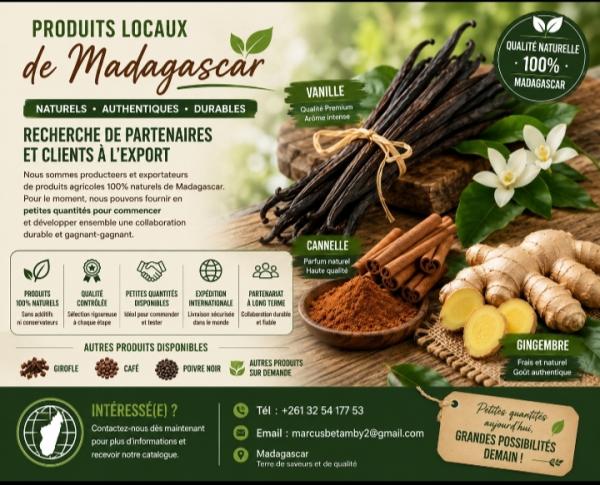  Produits Locaux De Madagascar - épices aromates recherche de partenaires et d'acheteurs   produits locaux de madagascar  nous recherchons des importateurs grossistes distributeurs et partenaires commerciaux int&eacute;ress&eacute;s par les produits agricoles de madagascar. produits disponibles  vanille girofle caf&e