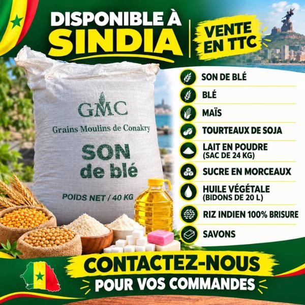  Vendre Son De Blé, Maïs, Blé, Tourteaux - céréales nous sommes une entreprise s&eacute;n&eacute;galaise. nous vendons du son de bl&eacute; (origine guin&eacute;e conakry) bl&eacute; (origine argentine) maïs (origine argentine) tourteaux de soja contactez nous pour plus de renseignements. pas s&eacute;rieux s'abstenir !