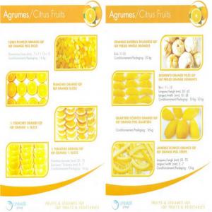  Oranges Surgelées - fruits et légumes - cubes écorces orange iqf--    sizes (mm) - 7 x 7 / 12 x 12--    packaging - 16 kg------- tranches orange iqf------- 1/4 tranches orange iqf------- 1/2 tranches orange iqf--    diameter (mm) - 50 - 70--    thickness (mm) - 5 - 7--    packaging - 16 kg------- oranges entières ép