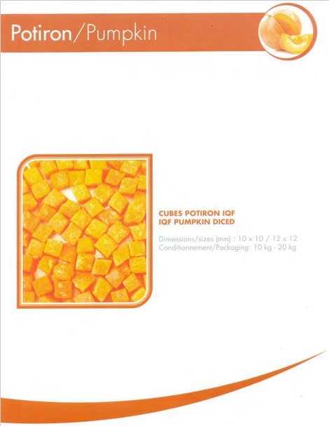 Potiron Surgelés - fruits et légumes - cubes potiron iqf -                                            --   sizes (mm) - 10 x 10 / 12 x 12--   packaging - 10 kg - 20 kg
