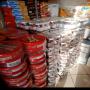 caisse poulet,  macaroni, morue, lait, saumon, ..